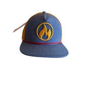 Bonfire Brewing Rope Hat Blue Gold Trucker Style Mesh Back Adjustable Snapback
